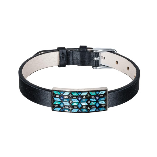 Браслет Fiore Luna на кожаном черном ремешке, CB03209-1A S